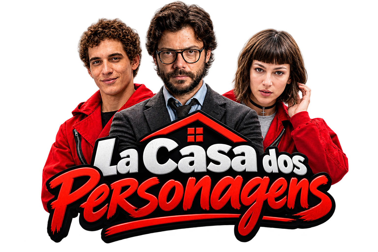 La Casa dos Personagens — capa inspirada em La Casa de Papel